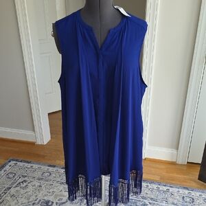 NWT Chico's Vibrant Blue Fringe Tunic